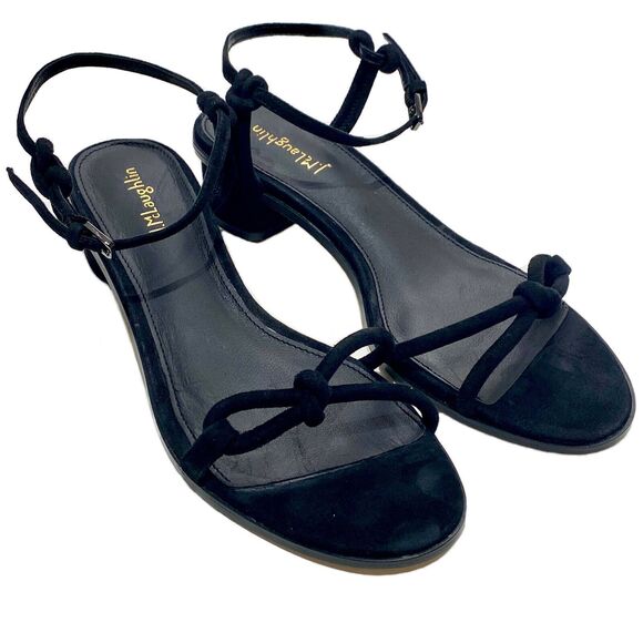 J Mclaughlin Delilah Womens 9.5 Black Suede Sandals Block Heel Leather Soles EUC - Picture 1 of 13